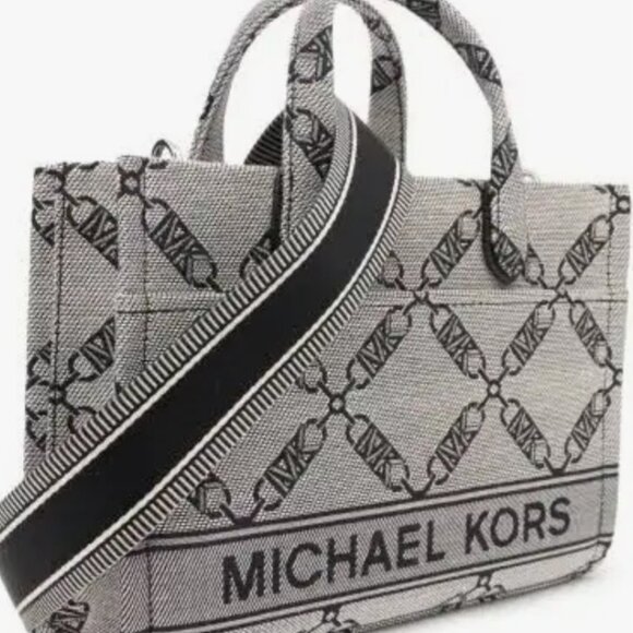Michael Kors Gigi Small Empire Logo Jacquard Messenger Tote Bag - Picture 1 of 4